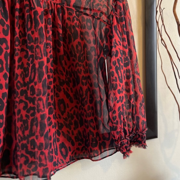 NWT ZARA Animal print blouse muted orange and black print - Picture 5 of 10